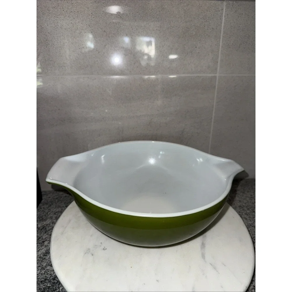 Vintage Pyrex Green 4 Quart #444 Cinderella Mixing Bowl W Glass Lid